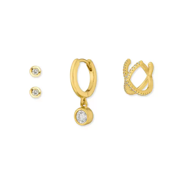 Leaf Jewelry Ear Mix, 4-er Set, 18 K Gelbgold vergoldet Letzter Tag