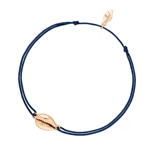 Leaf Jewelry Glücksbändchen Cowrie Shell, 18 K Rosegold vergoldet, Navy Zeitbegrenzte Promotion