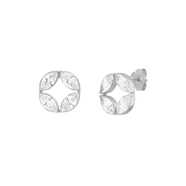 Leaf Jewelry Ohrstecker Zirkonia Flower, 925 Sterlingsilber Vierteljährliche Förderung