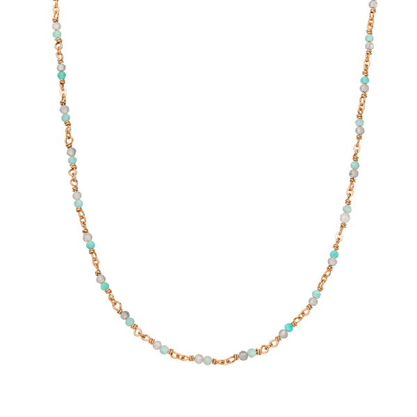 Leaf Jewelry Halskette Amazonit, 18 K Rosegold vergoldet Im Verkauf