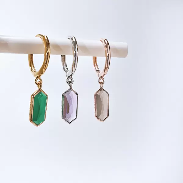 Leaf Jewelry Silber Creole, CUBE, Grüner Achat, Rosegold 2025