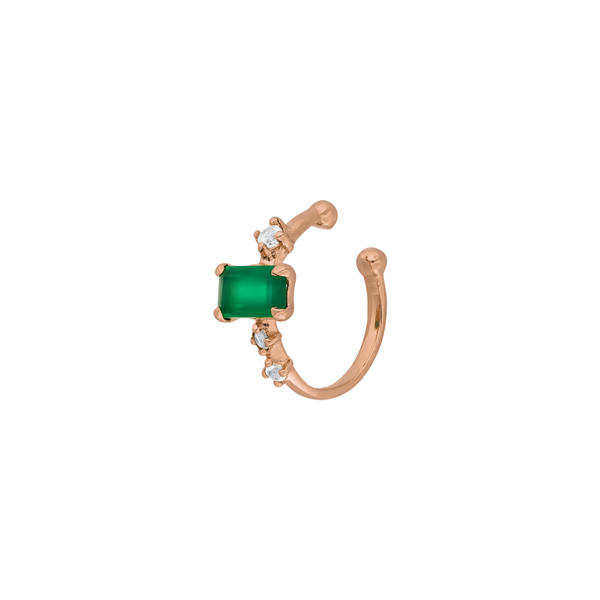 Leaf Jewelry Silber Earcuff Gorgeous Gems, Grüner Achat, Rosegold Schlussverkauf