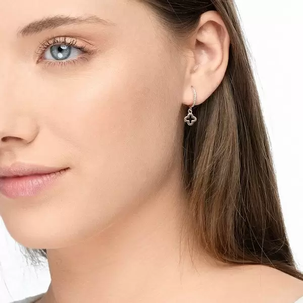 Leaf Jewelry Single Creole CLOVER/Zirkonia, 18 K Rosegold vergoldet Blitzverkäufe