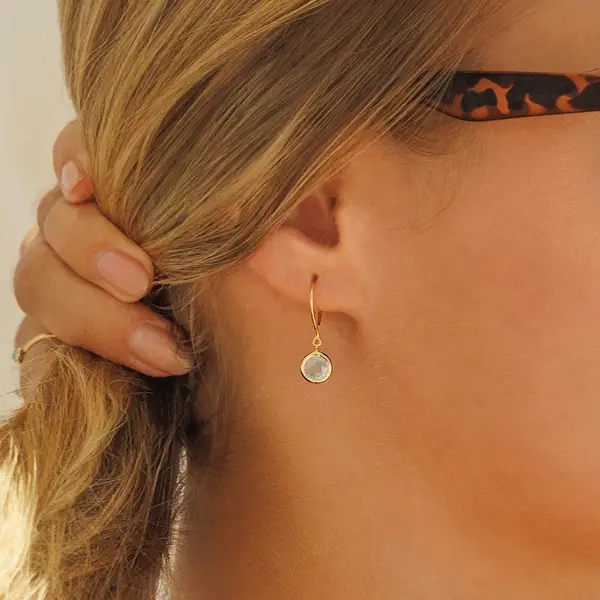 Leaf Jewelry Ohrhänger Solitär, Blauer Topaz, 18 K Rosegold vergoldet Limitierter Zeitrabatt
