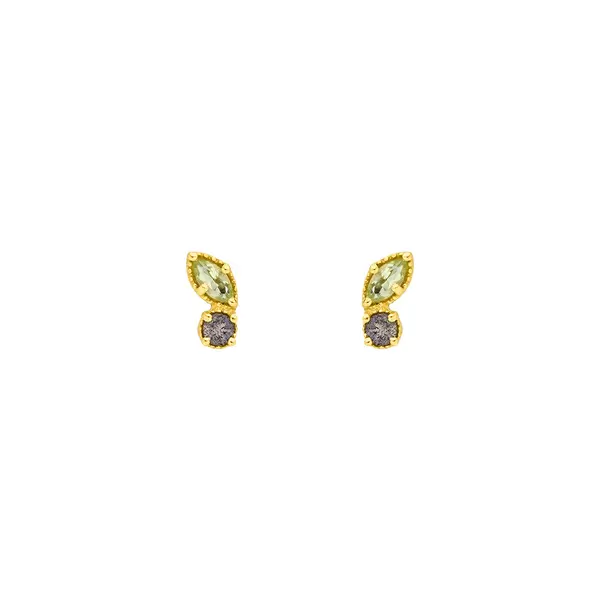 Leaf Jewelry Ohrstecker Two Gems, Peridot, 18 K Gelbgold vergoldet Fabrik Onlineshop