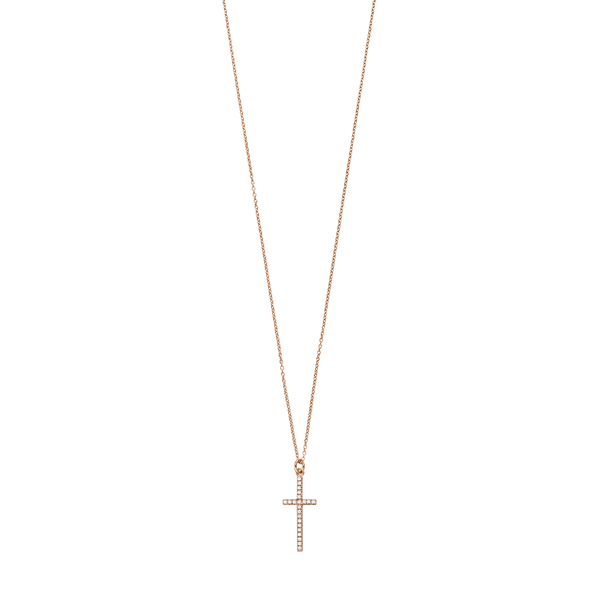 Leaf Jewelry Halskette Kreuz mit Zirkonia, 18 K Rosegold vergoldet Versandkostenfrei