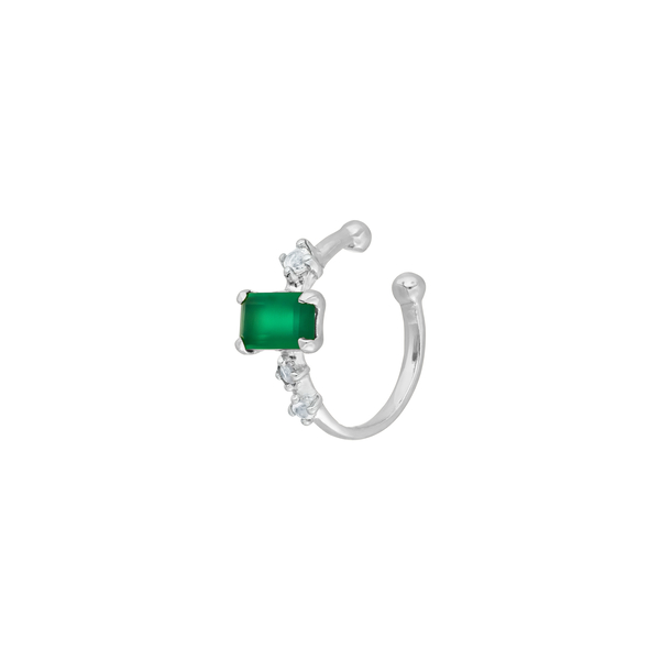 Leaf Jewelry Silber Earcuff Gorgeous Gems, Grüner Achat Begrenztes Angebot