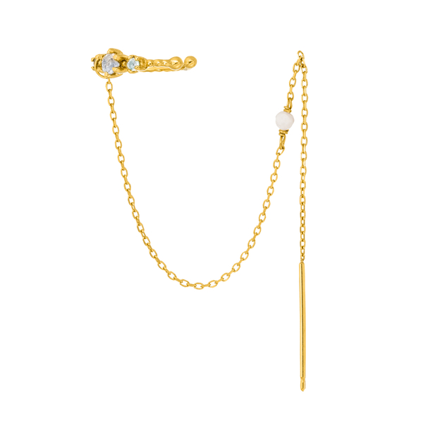 Leaf Jewelry Earcandy, Mondstein/Blauer Topaz, 18 K Gelbgold vergoldet Black Friday