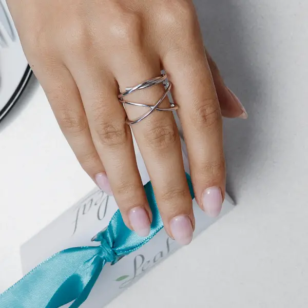Leaf Jewelry Ring X Cross, 925 Sterlingsilber, Größe 54 Cyber Monday