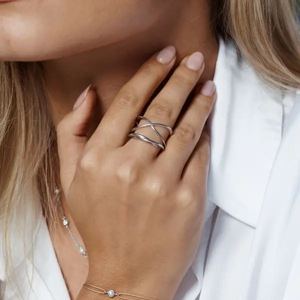 Leaf Jewelry Ring X Cross, 925 Sterlingsilber, Größe 54 Cyber Monday