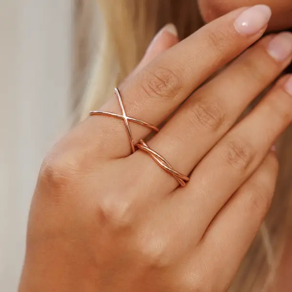 Leaf Jewelry Ring X Cross, 925 Sterlingsilber, Größe 54 Cyber Monday