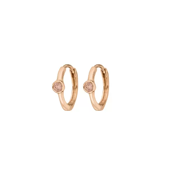 Leaf Jewelry Creole One Gem, Rosenquarz, 18 K Rosegold vergoldet Lagerräumung