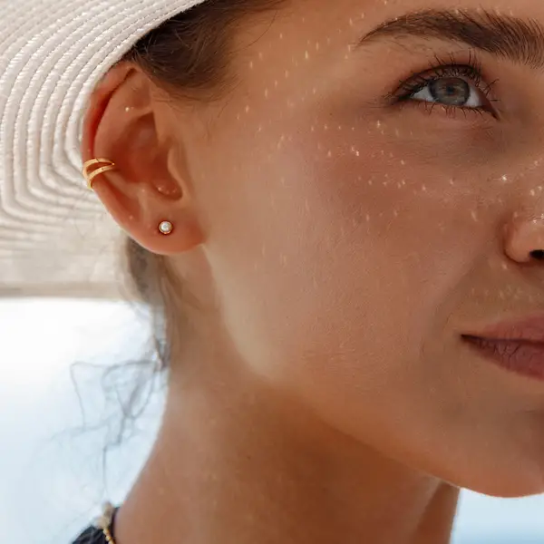 Leaf Jewelry Earcuff Double Line, 10 mm, 925 Sterlingsilber, rhodiniert Heißer Verkauf