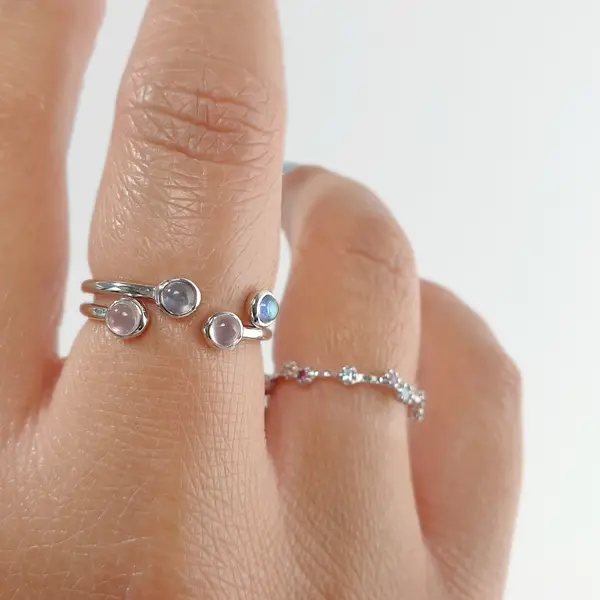 Leaf Jewelry Silber Open Ring, Rosenquarz Blitzangebot