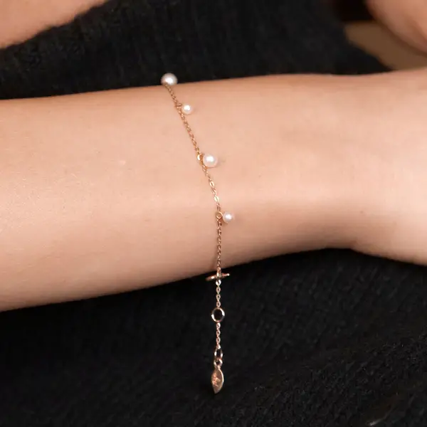 Leaf Jewelry Armkette Rain Drop, 18 K Roségold vergoldet, Perle Große Rabatte