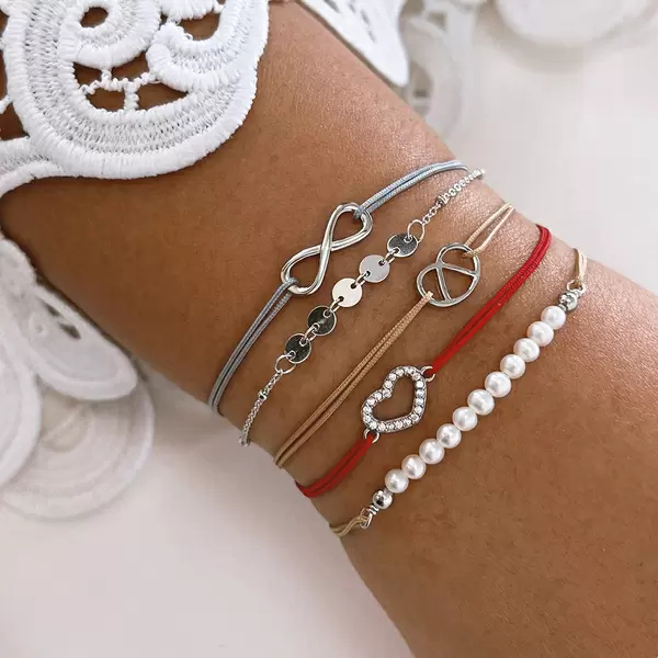 Leaf Jewelry Glücksarmbändchen Herz Zirkonia, Gelbgold vergoldet, Grau Bestseller