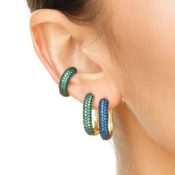 Leaf Jewelry Silber Creole, PAVE Blau, Gelbgold Kauf eins, bekomm eins gratis