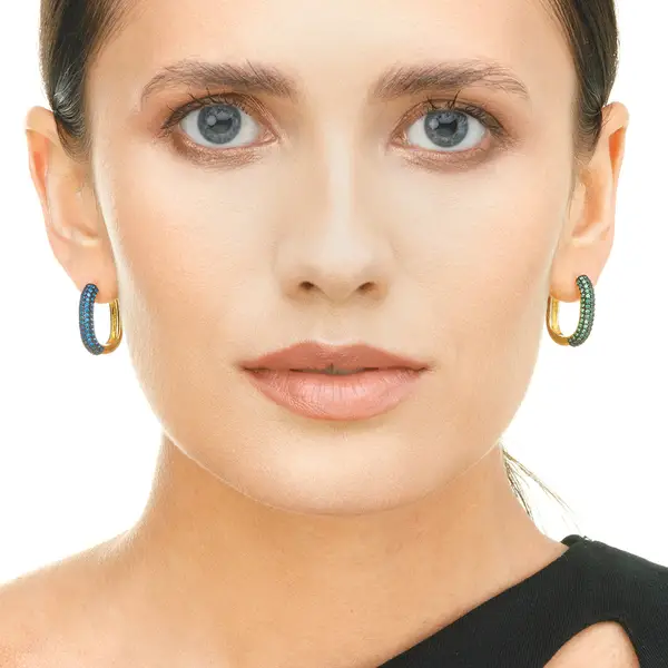Leaf Jewelry Silber Creole, PAVE Blau, Gelbgold Kauf eins, bekomm eins gratis