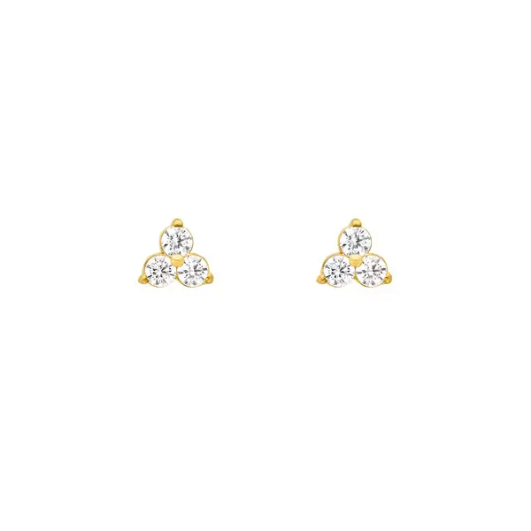 Leaf Jewelry Ohrstecker Triple Zirkonia, 18 K Gelbgold vergoldet Tägliche Deals