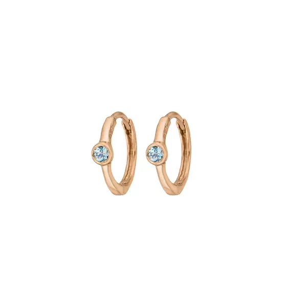Leaf Jewelry Creole One Gem, Blauer Topas, 18 K Rosegold vergoldet Riesige Ersparnisse