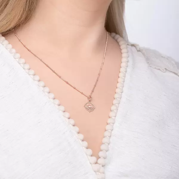 Leaf Jewelry Halskette Evil Eye, 45cm, 18 K Rosegold vergoldet Vierteljährliche Förderung