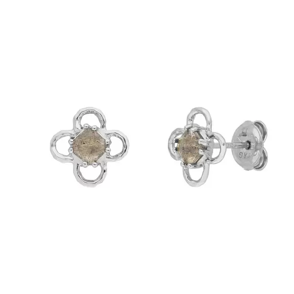 Leaf Jewelry Ohrstecker Clover Gem, Labradorit, 925 Sterlingsilber 50% Rabatt mit kostenlosem Versand