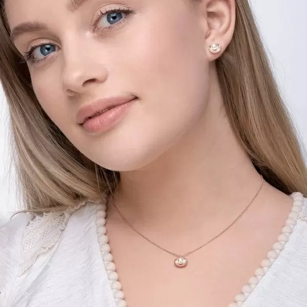 Leaf Jewelry Halskette Muschel mit Perle, 18 K Rosegold vergoldet Black Friday Preise