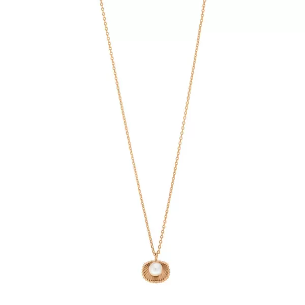 Leaf Jewelry Halskette Muschel mit Perle, 18 K Rosegold vergoldet Black Friday Preise