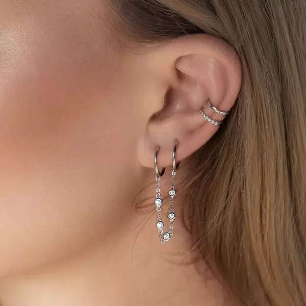 Leaf Jewelry Ear Candy - Double Hoop, Zirkonia, 18 K Rosegold vergoldet Online