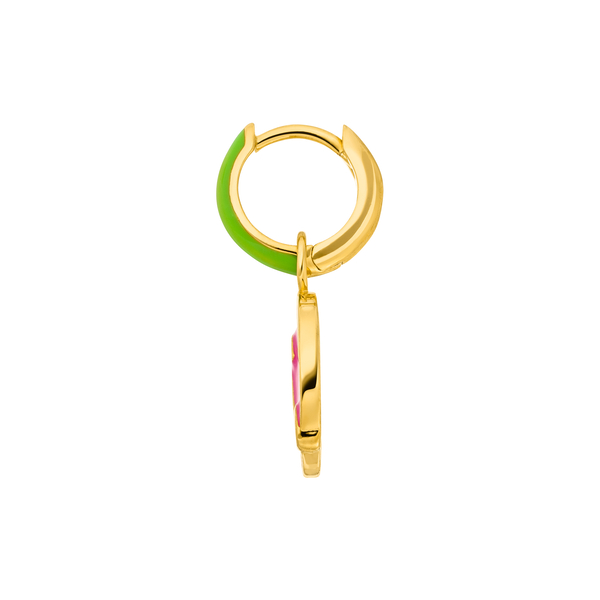 Leaf Jewelry Single Creole "LOL" EMOJI, 18 K Gelbgold vergoldet Großer Ausverkauf