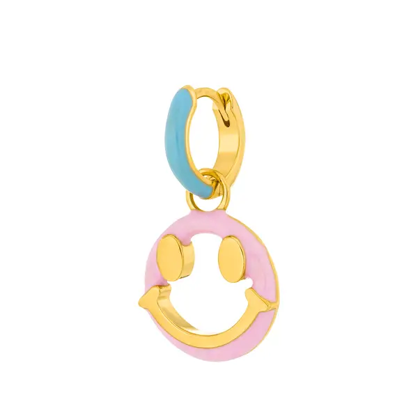 Leaf Jewelry Single Creole "Joy" EMOJI, 18 K Gelbgold vergoldet Valentinstagsangebot