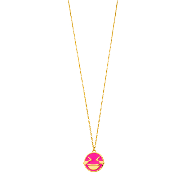 Leaf Jewelry Halskette "LOL" EMOJI, 18 K Gelbgold vergoldet Kauf eins, bekomm eins gratis