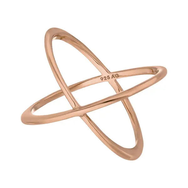 Leaf Jewelry Ring X Cross, 18 K Rosegold vergoldet, Größe 54 Tiefpreis