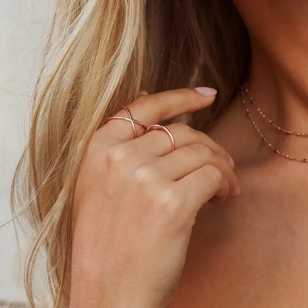 Leaf Jewelry Ring X Cross, 18 K Rosegold vergoldet, Größe 54 Tiefpreis