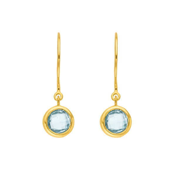 Leaf Jewelry Ohrhänger Solitär, Blauer Topaz, 18 K Gelbgold vergoldet Clearance-Verkauf