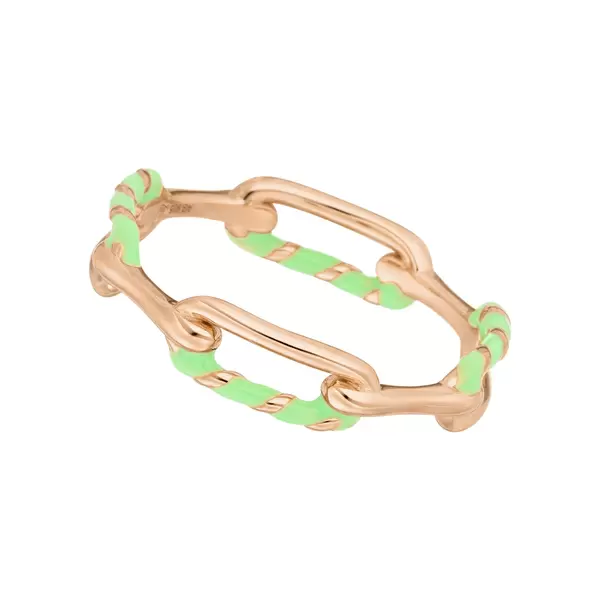 Leaf Jewelry Ring Neon Twist, 18 K Rosegold vergoldet, grün, Gr.54 2025