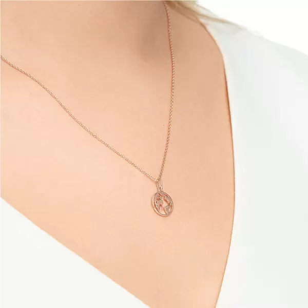Leaf Jewelry Halskette Weltkugel, 18 K Rosegold vergoldet Preisnachlass