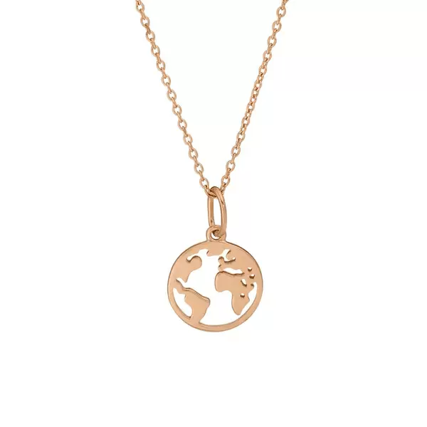 Leaf Jewelry Halskette Weltkugel, 18 K Rosegold vergoldet Preisnachlass