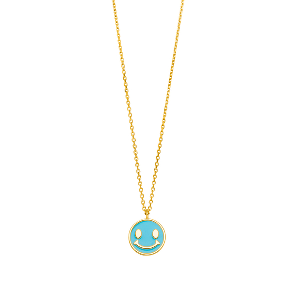 Leaf Jewelry Halskette "Happy" EMOJI, 18 K Gelbgold vergoldet Cyber Monday