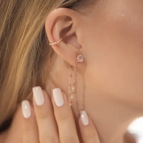 Leaf Jewelry Ohrhänger Flying Gems, Rosenquarz, 18 K Rosegold vergoldet Vatertagsangebot