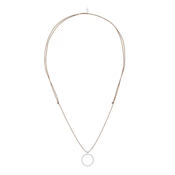 Leaf Jewelry Glückshalskettchen Circle, 925 Sterlingsilber, Beige Valentinstagsangebot