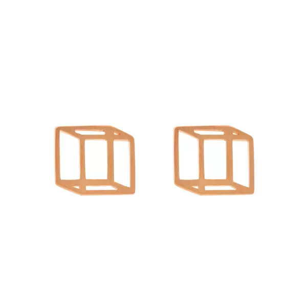 Leaf Jewelry Ohrstecker Cube matt, 18 K Rosegold vergoldet Saisonale Angebote