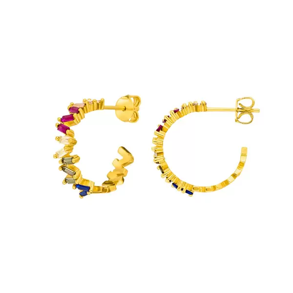 Leaf Jewelry Creole ICE CUBE, Multi Colour Zirkonia, 18 K Gelbgold vergoldet VIP-Rabatte