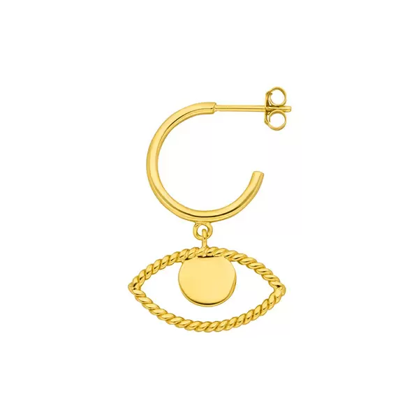 Leaf Jewelry Single Creole Evil Eye Twist, 18 K Gelbgold vergoldet Kostenlose Rückgabe