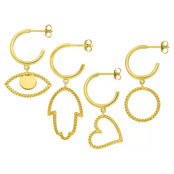 Leaf Jewelry Single Creole Evil Eye Twist, 18 K Gelbgold vergoldet Kostenlose Rückgabe