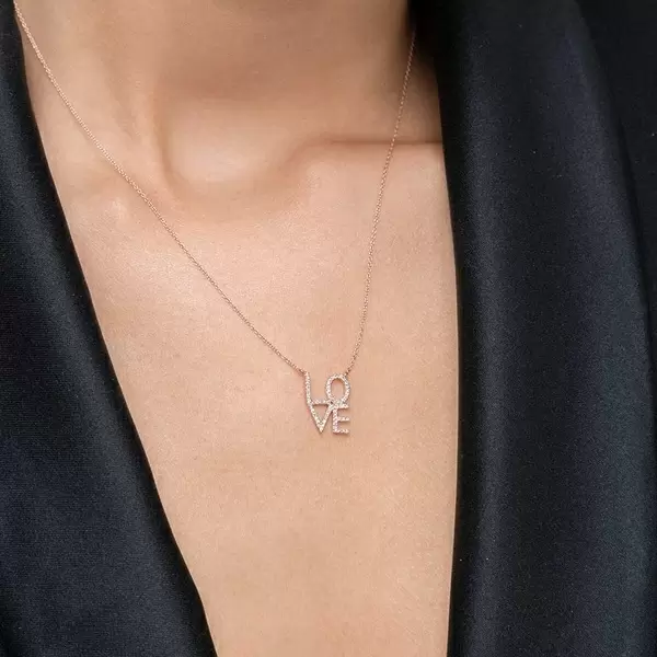 Leaf Jewelry Halskette Love mit Diamanten, 18 K Roségold Bis zu 50% Rabatt