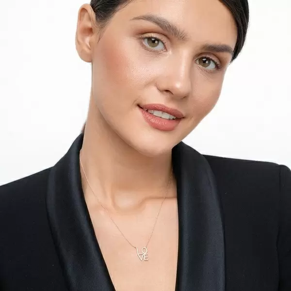 Leaf Jewelry Halskette Love mit Diamanten, 18 K Roségold Bis zu 50% Rabatt