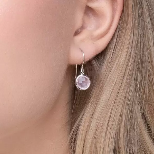 Leaf Jewelry Ohrringe Rosenquarz, 14 K Weißgold Bis zu 60% Rabatt