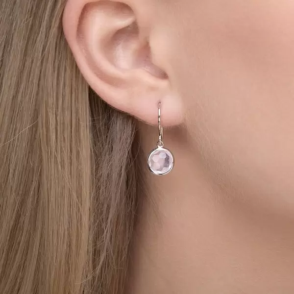 Leaf Jewelry Ohrringe Rosenquarz, 14 K Weißgold Bis zu 60% Rabatt