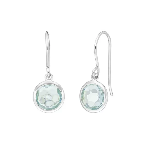 Leaf Jewelry Ohrringe Blauer Topas, 14 K Weißgold Sonderangebot der Fabrik